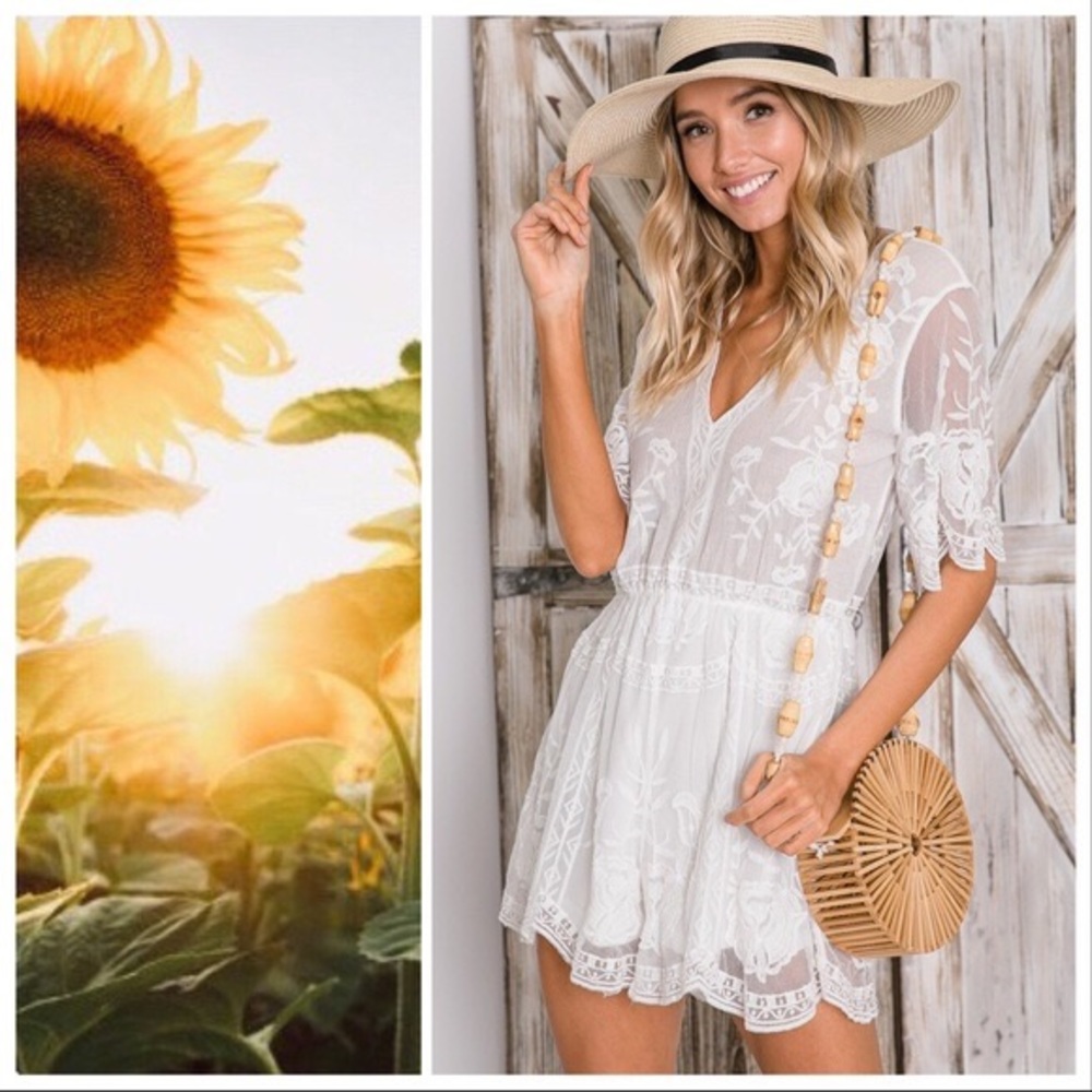 The Amelia White Boho Romper - Picture 2 of 8